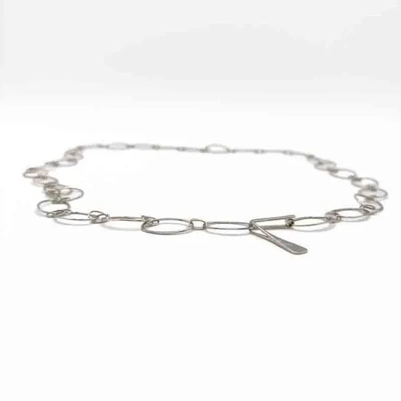 Robert Lee Morris Sterling Silver Necklace Wide Hoops ~36" Signed RLM Studio - Picture 11 of 12